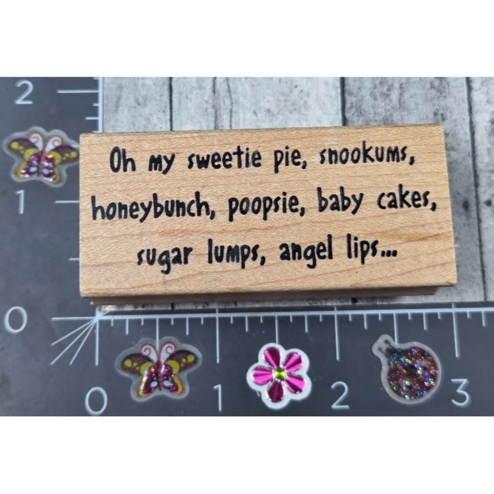 Rubber Baby Buggy Bumpers Sweetie Pie Baby Honey Angel Rubber Stamp Wood #K18